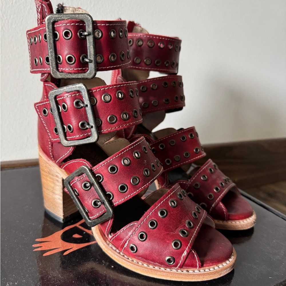 Freebird Blake Red Leather Sandals